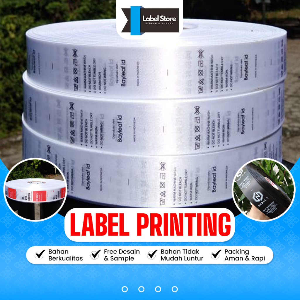 LABEL PRINTING Free Custom Merk Baju Jilbab Hijab Kain Masker Pakaian Anti Luntur Murah Label Pita R