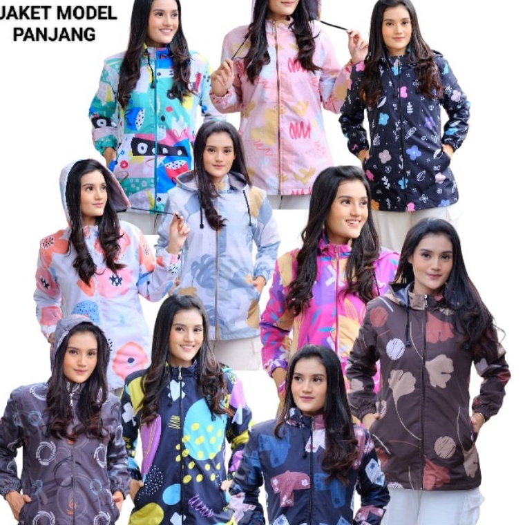 Spesial disiniTrx8e8Ds Zhafiraoutfit Jaket Tunik Full Printing Anti Air Anti Angin Motif