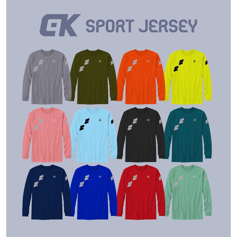 Kaos Olahraga Lengan Panjang Pria Wanita L XL XXL. Baju Training Voli Badminton Fitnes