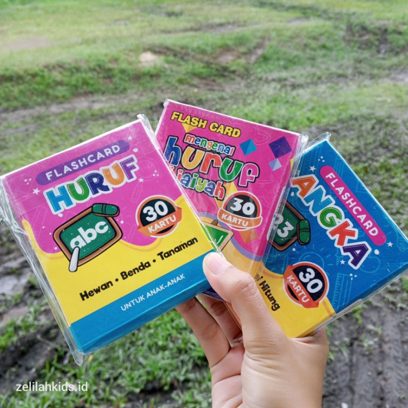 Kartu Flashcard anak angka, huruf dan hijaiyah