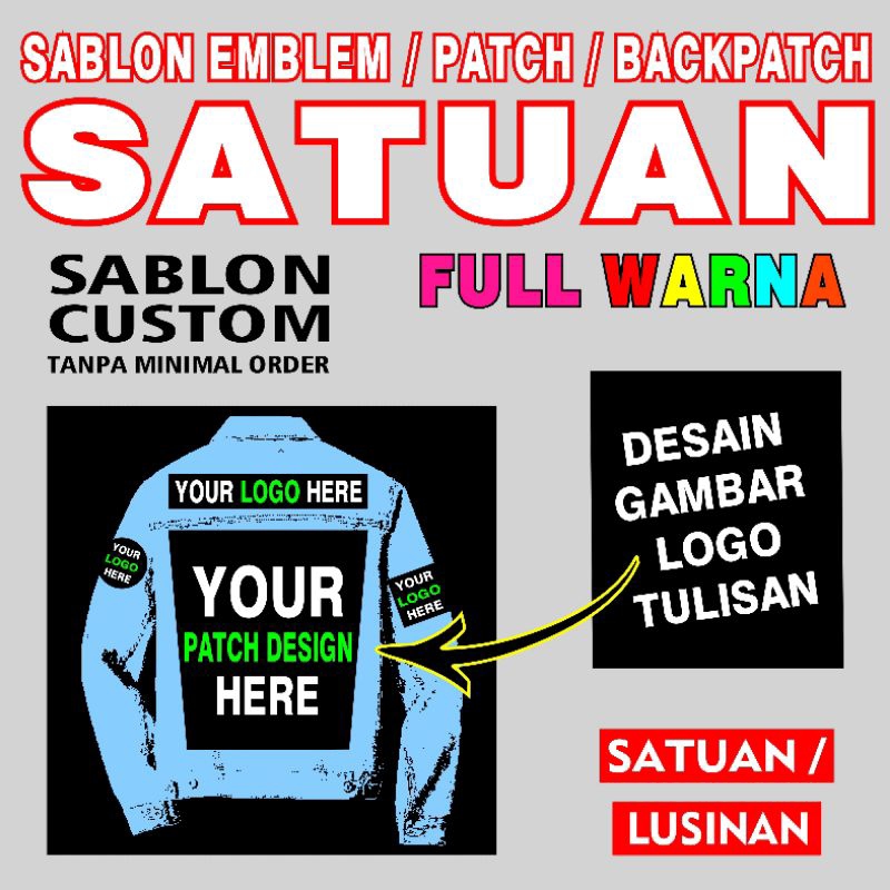 Custom Emblem / Patch / Backpatch Satuan