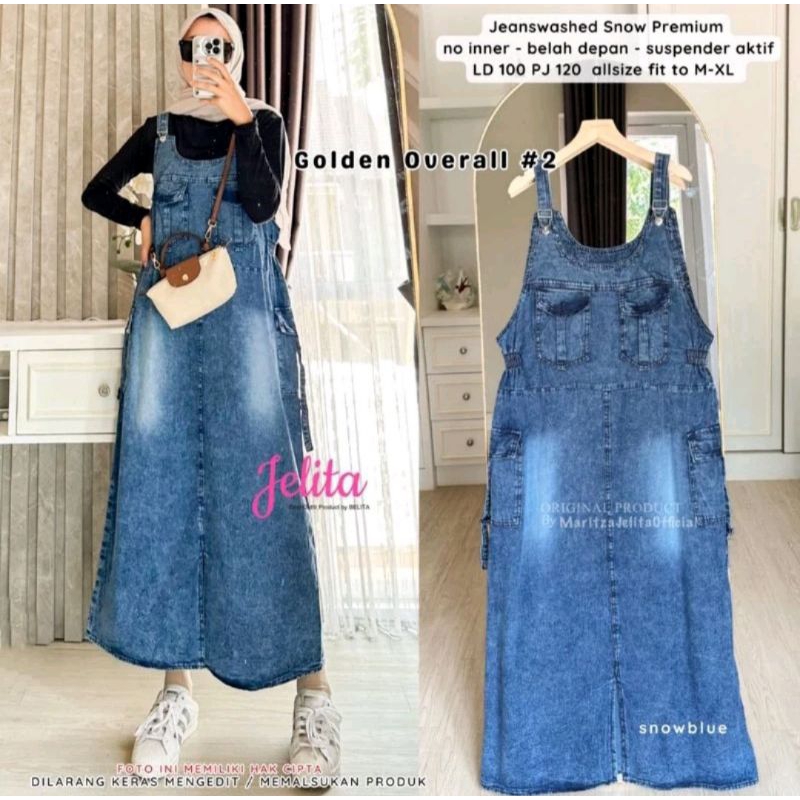 overall L.XL XXXL dres jeans scargo murah  terbaru viral GOLDEN OVERALL JEANS