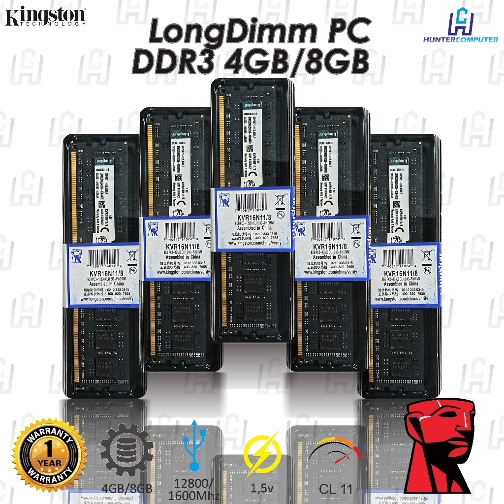 Memori Komputer RAM PC Kingston Longdim Ddr3 8GB PC3L 12800