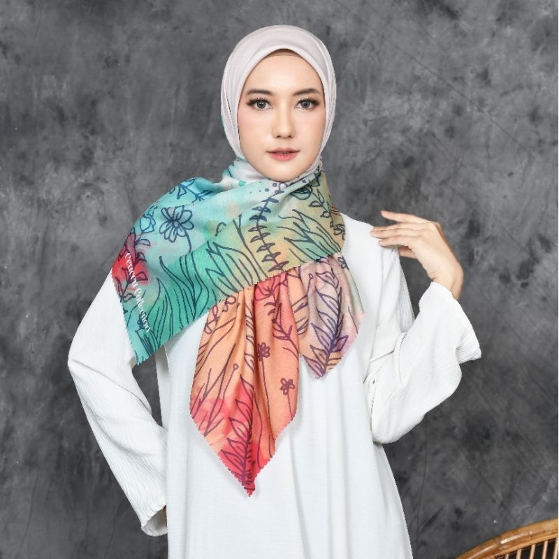 HIJAB PRINTING - HIJAB SEGI EMPAT MOTIF SIZE 130 X 130