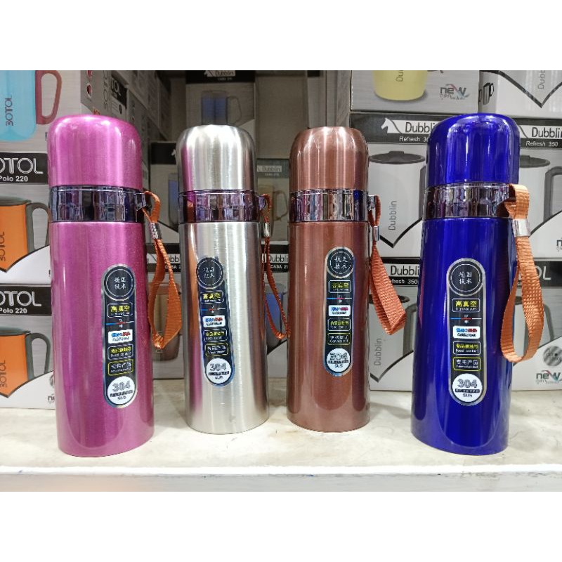 Termos Stainless Steel 500ml 304/Termos Tahan Panas-Dingin/Free Tali Tutup Gelas