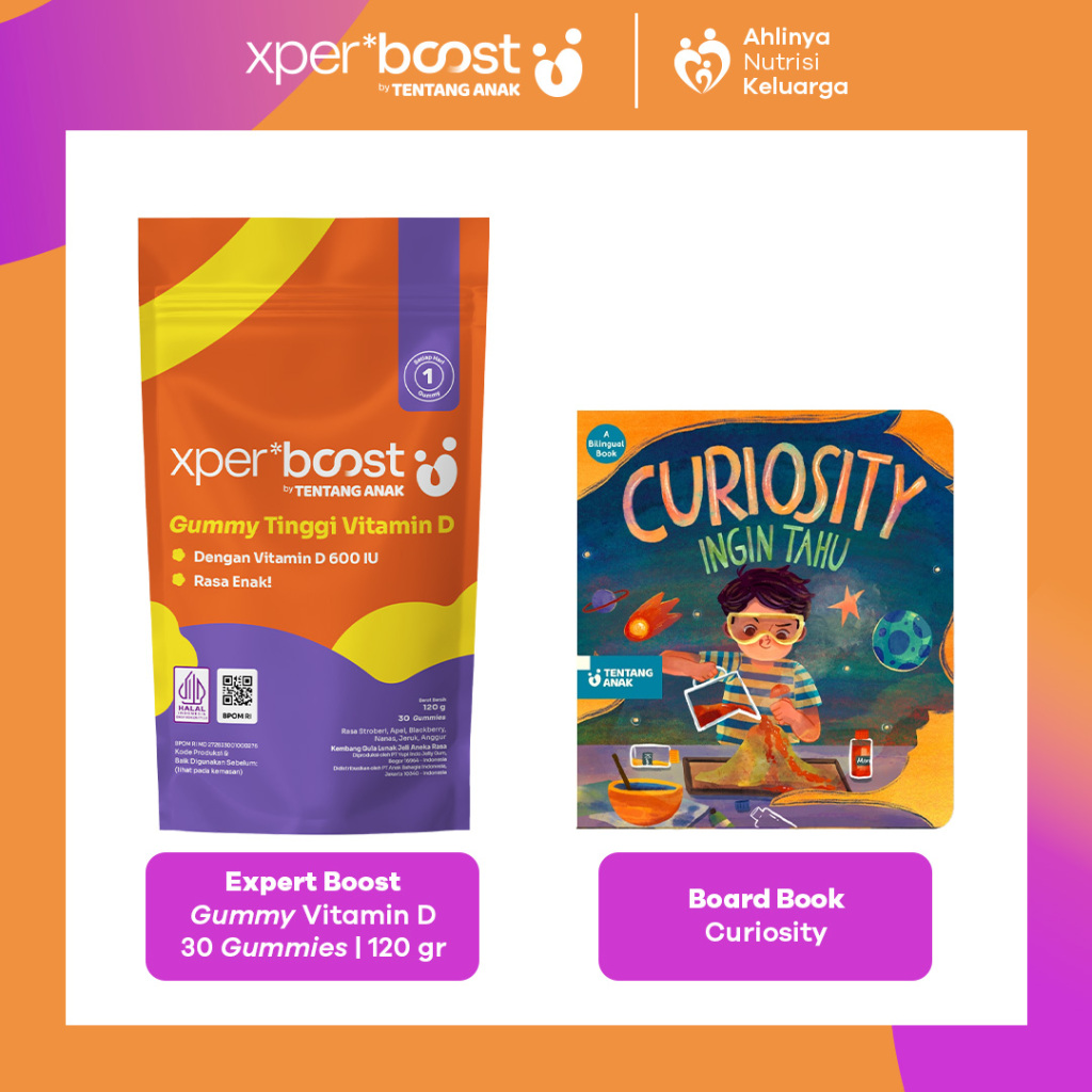 Expert Boost - Paket Bundling | Gummy Vitamin D 600 IU + Board Book Curiosity