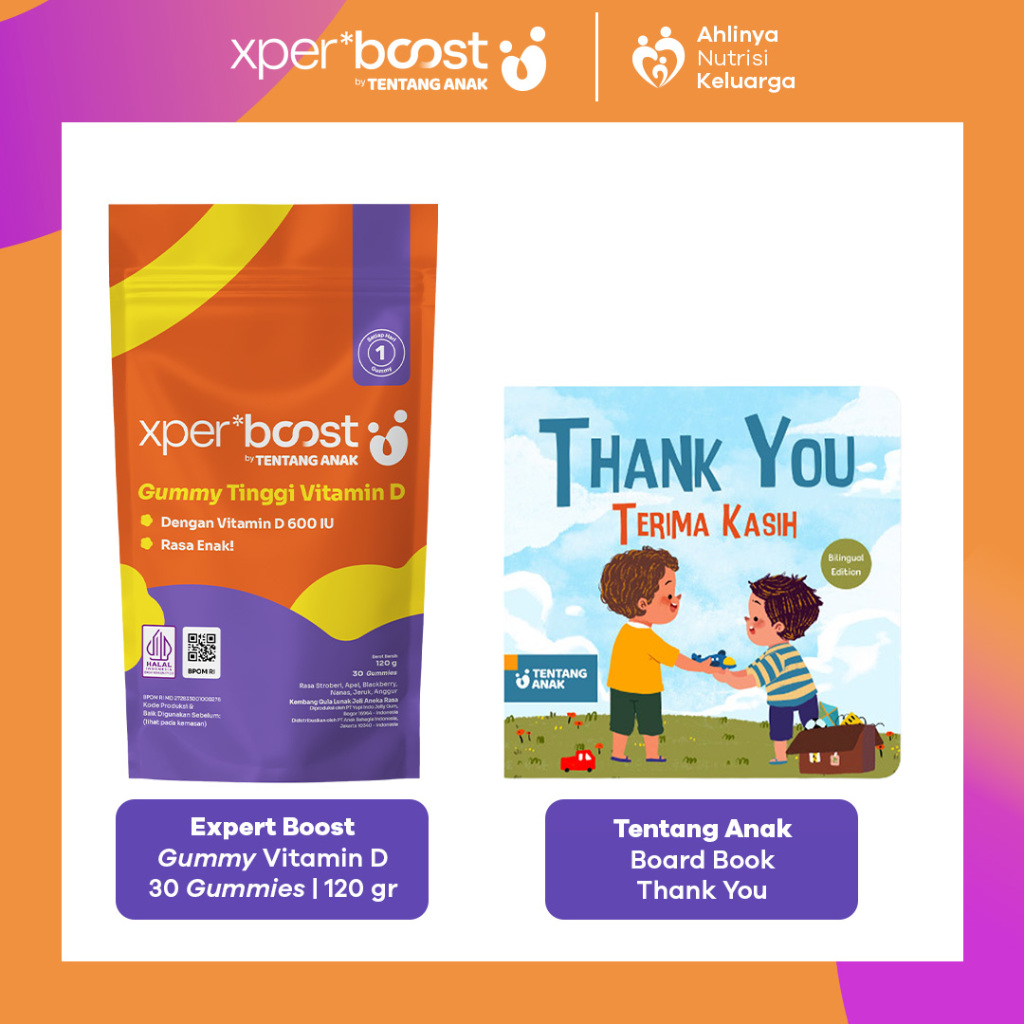 Expert Boost - Paket Bundling | Gummy Vitamin D 600 IU + Board Book Thank You