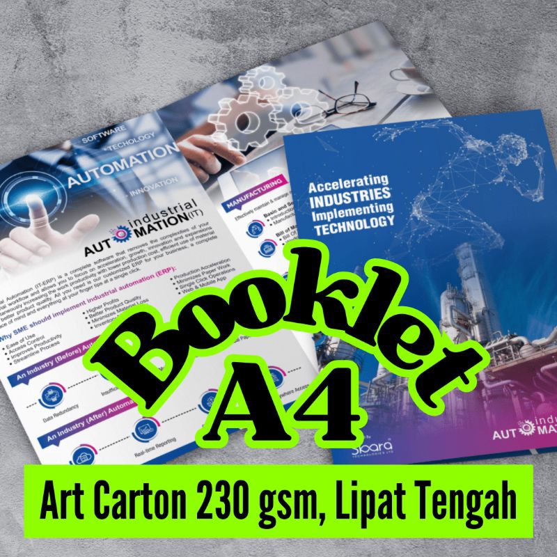 

Booklet A4 2 Sisi Lipat Tengah, Art Carton 230