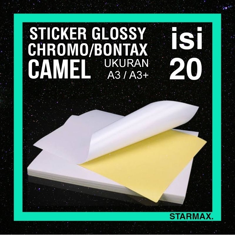 

20 LEMBAR | Sticker Glossy Chromo Bontax Mirrorcoat Camel Original ukuran A3 / A3+ | per pack isi 20 lbr