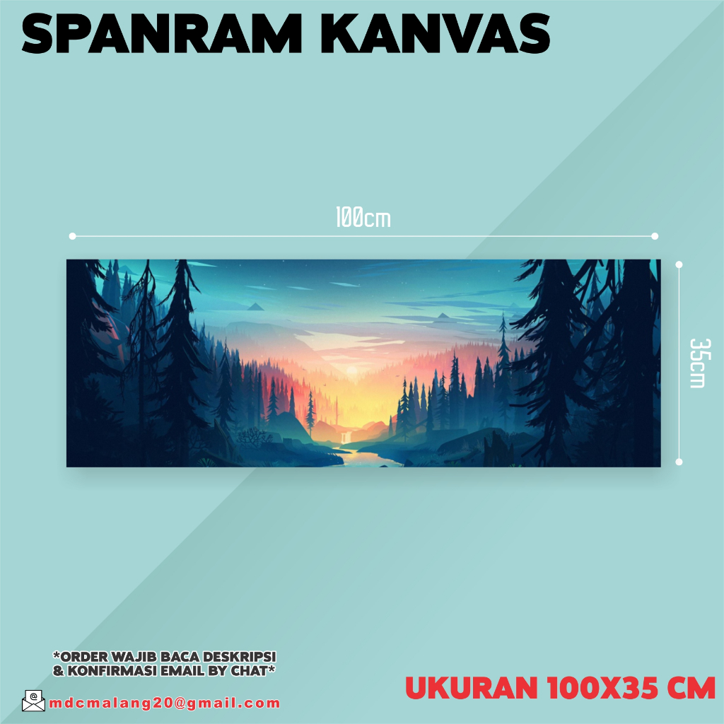 CETAK FOTO CANVAS + SPANRAM CUSTOM FULL UKURAN 100X35 CM