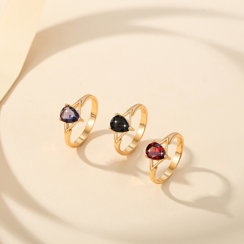 Lanmi Jewelry Cincin Wanita Titanium Anti Karat Berlian Imitasi Berlapis Emas Fashion Jewerly Murah 