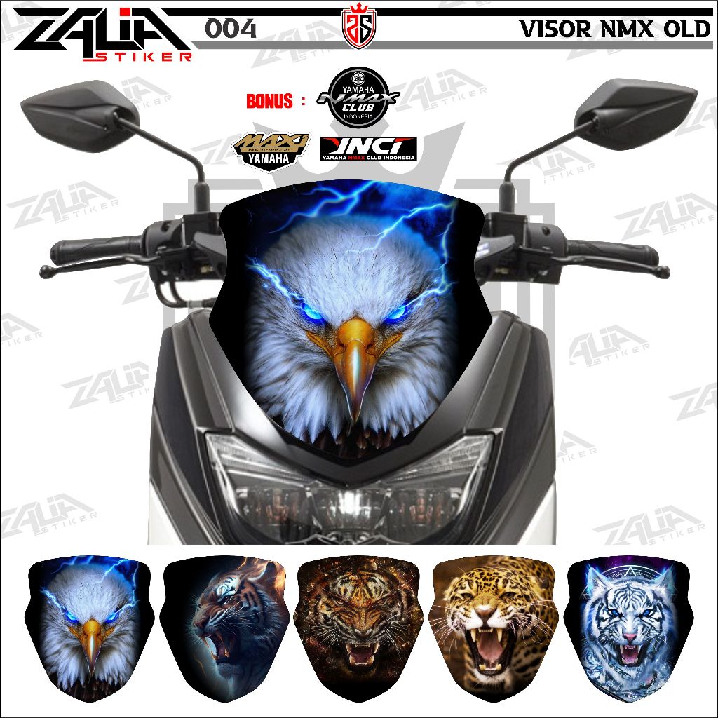Stiker visor Winshield yamaha  Nmax Old 155  2015-2019 harimau  (004)/ stiker  Winshield  gambar mac