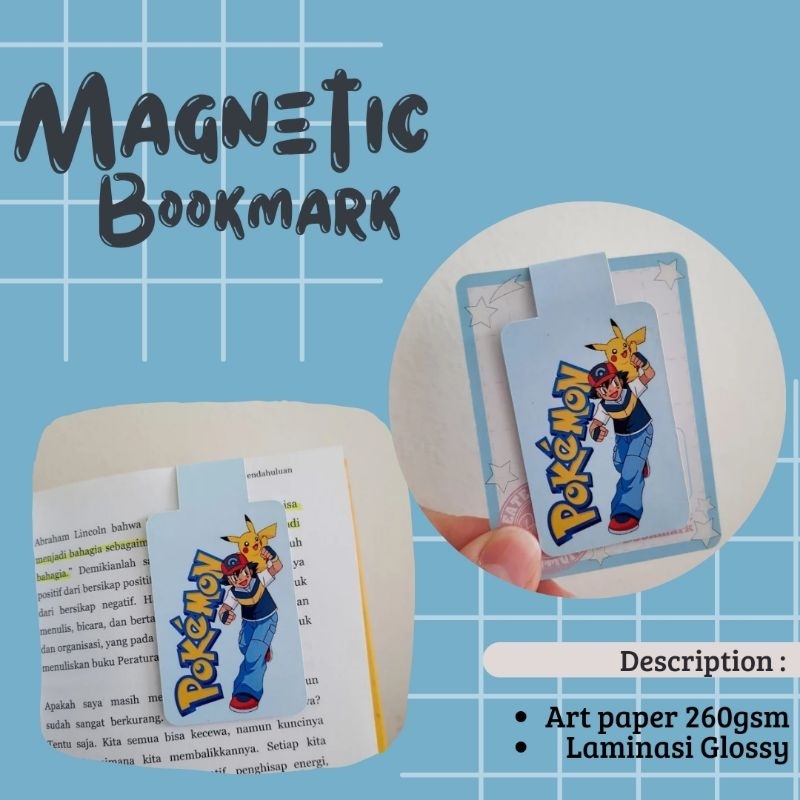 

magnetic bookmark / pembatas buku magnet Anime Pokemon Ash