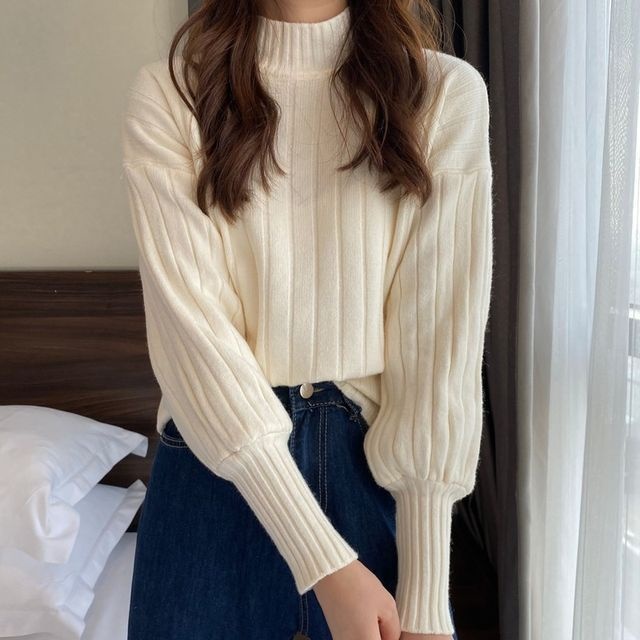 HECTIC Aera Baju Rajut Wanita Korean Style Blouse Turtleneck Lengan Balon Halus Tebal Premium Realpi