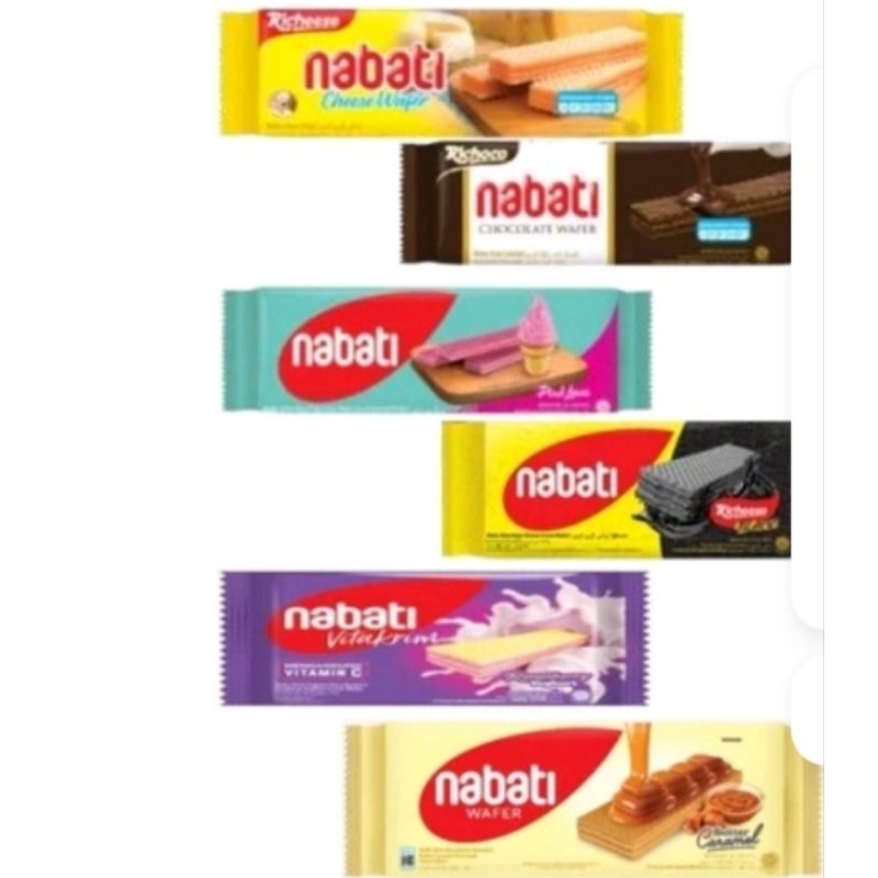 

Richeese Nabati Wafer Aneka Variant Cheese, Coklat,Susu, vitakrim Kemasan 122 Gr