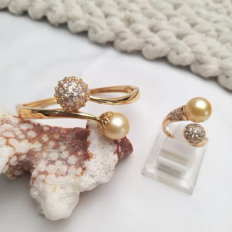 Mutiara laut | Set gelang cincin rhodium mutiara air laut asli lombok | gelang mutiara lombok | cinc