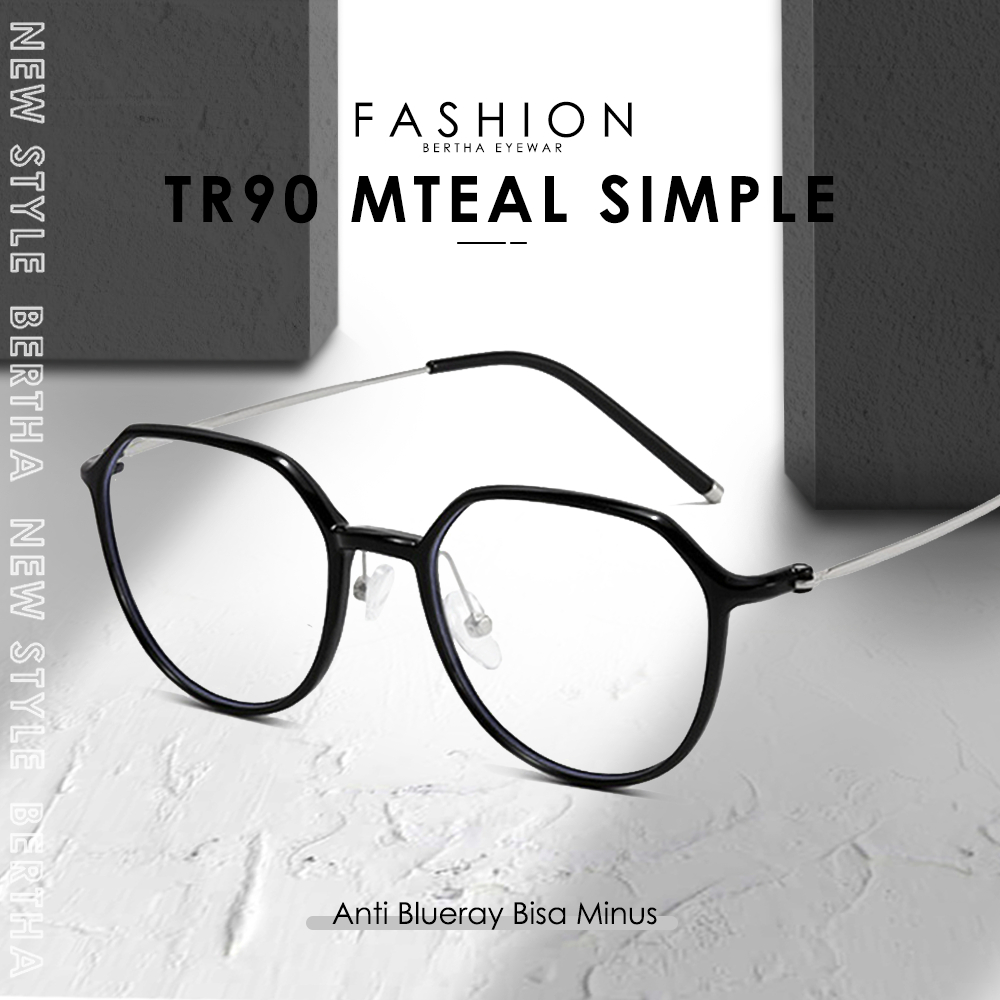 Bertha Frame Kacamata Elegant Style Kotak Terbaru Korea Kekinian Modern Bisa Minus Pria Wanita Bahan
