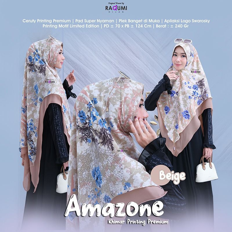 AMAZONE KHIMAR PRINTING RAQUMI ORIGINAL | NEW RAQUMI HIJAB | KHIMAR MOTIF RAQUMI | KHIMAR KONDANGAN 