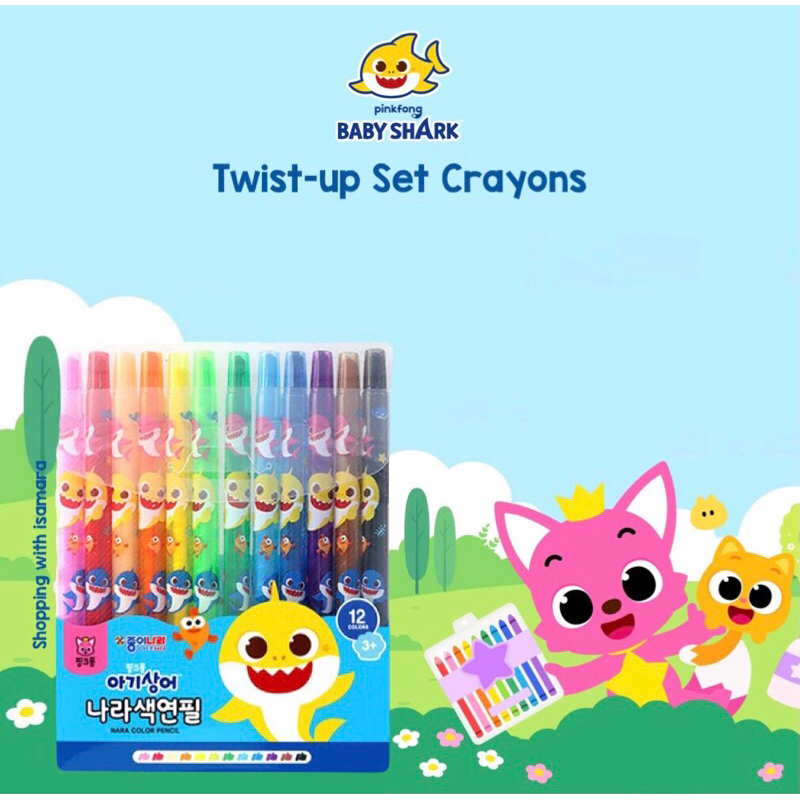 

Pinkfong Baby Shark Twist up Set Crayons / Krayon / Pensil warna