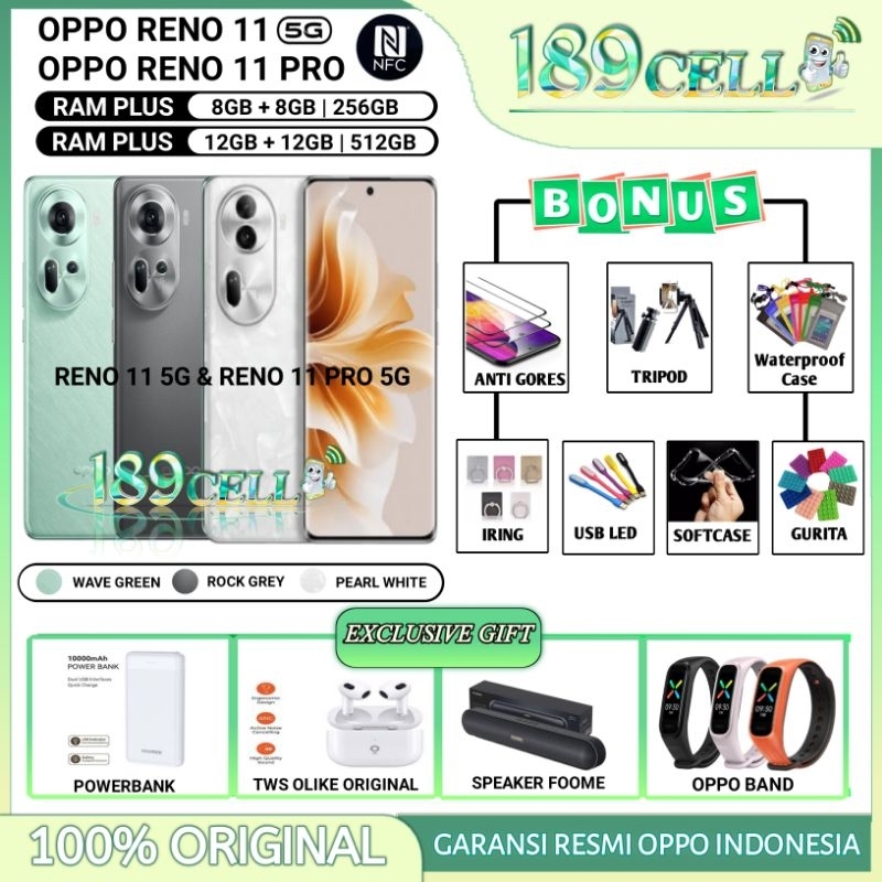 OPPO RENO 11 5G 8/256 | OPPO RENO11 PRO 5G 12/512 GB GARANSI RESMI OPPO INDONESIA