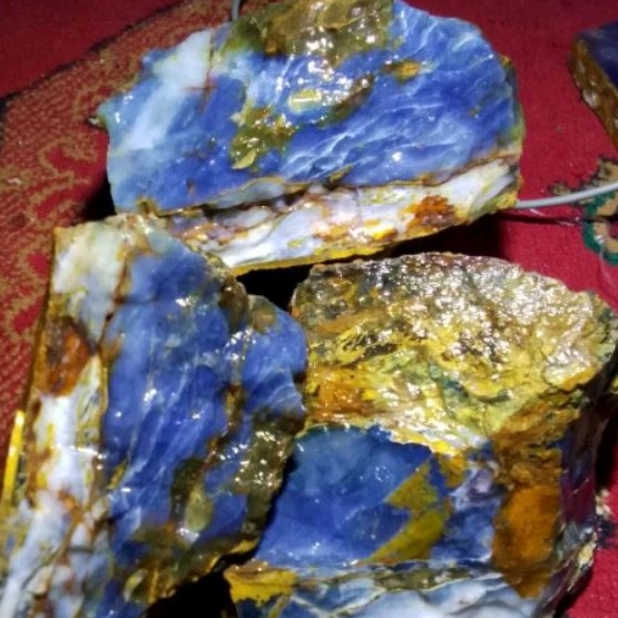 1/2kg rough bahan batu akik blue oval motif