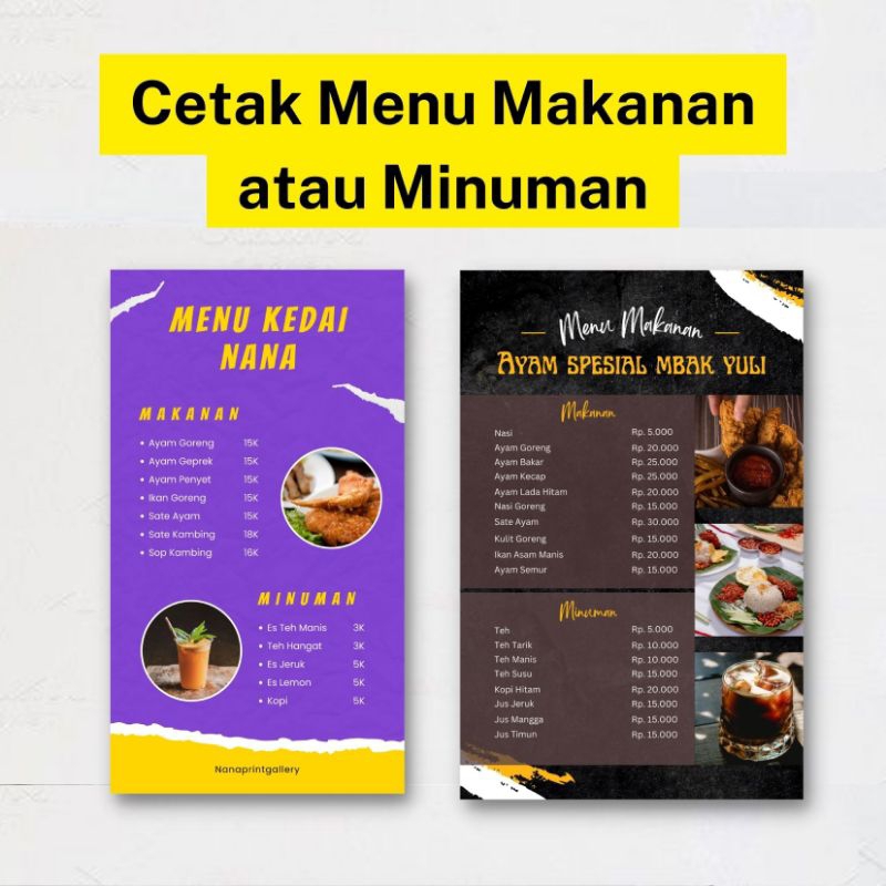 

Cetak Daftar Menu Pricelist Harga Produk + Free Laminating