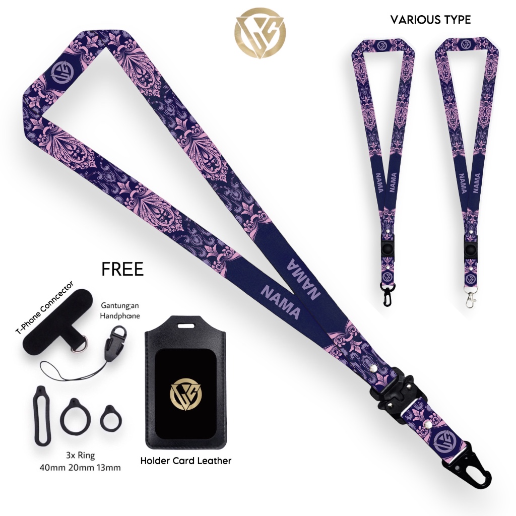 

Lanyard Craft Custom Nama Batik V2 Gantungan Holder ID Card