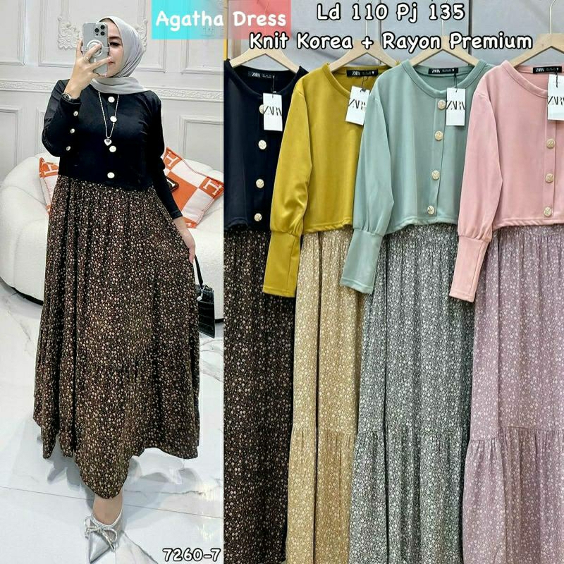 Agatha dress gamis knit rayon premium