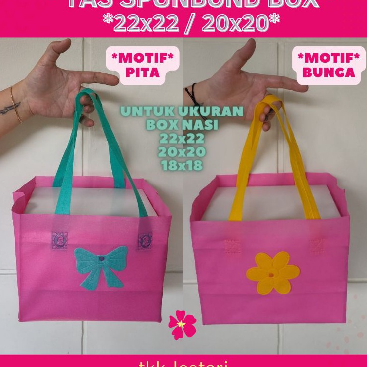 

Penawaran Istimewa Setiap Hari Tas Spunbond box 22x22 2x2 18x18 harga 1lusin motif bunga dan pita tas spunbond motif tas spunbond box nasi tas spunbond kotak nasi tas kue tas hampers tas box nasi goodie bag tas souvenir