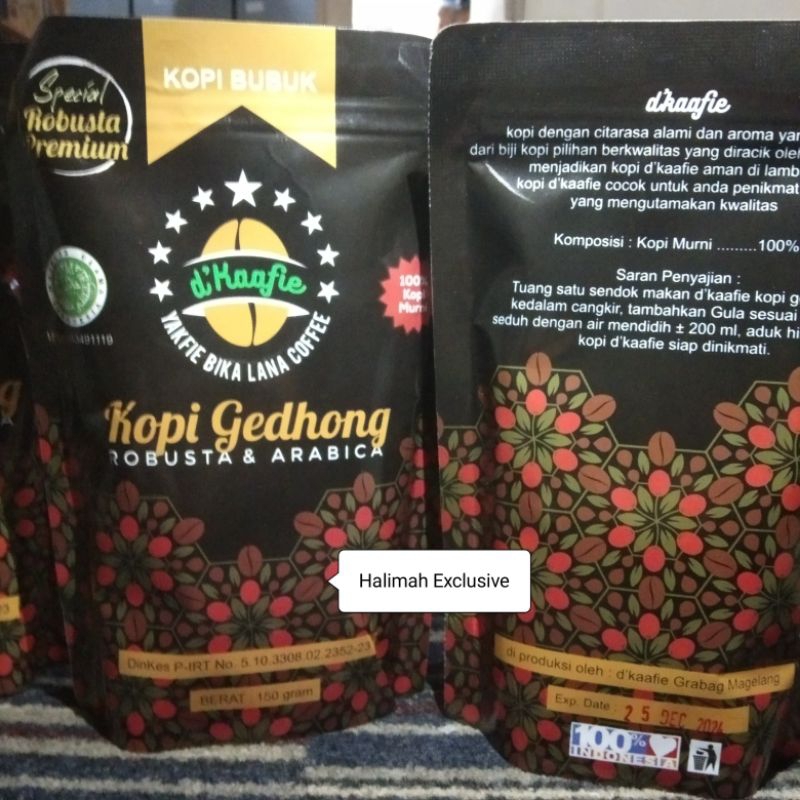 

KOPI GEDHONG | SPECIAL ROBUSTA PREMIUM | 100% KOPI MURNI | KOPI BUBUK | D'KAAFIE | ALQOHWAH 150 gram (halimah exclusive)