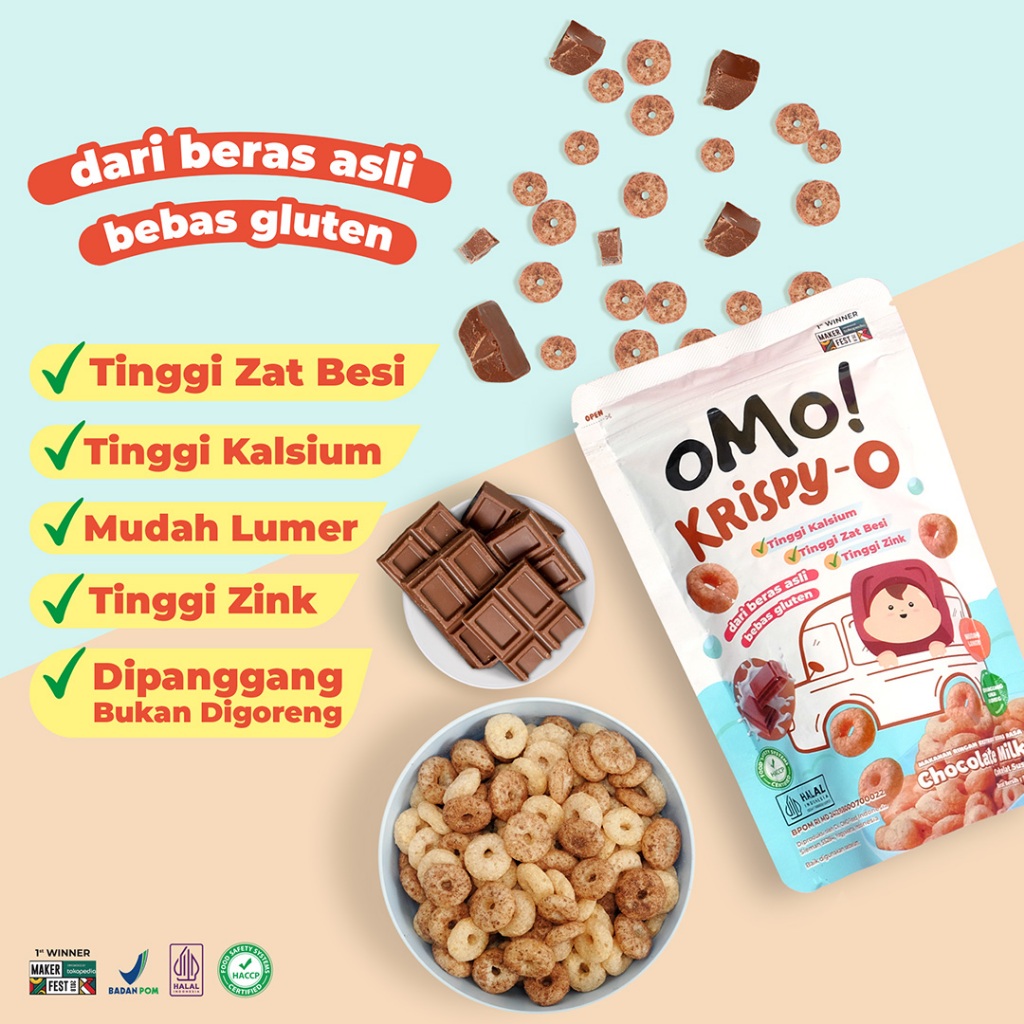 [NEW] OMO! Krispy - O | Rasa Chocolate Milk, 15gr - Snack 8 bulan++