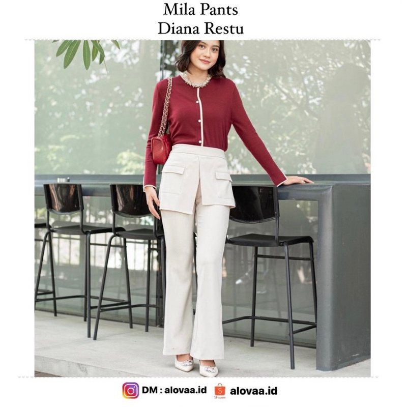 ❌SOLD SEMUA ❌ MILA PANTS DIANA RESTU MILA PANTS OAT BLACK IVORY