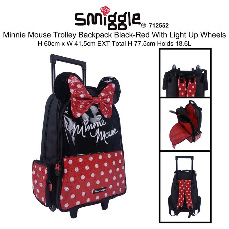 Smiggle Minnie Mouse Trolley Bag Tas Troli Smiggle SD SMP