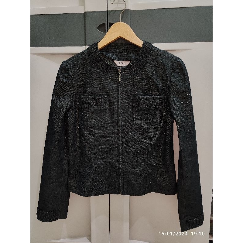 Jaket second preloved jaket jeans blink crop wanita