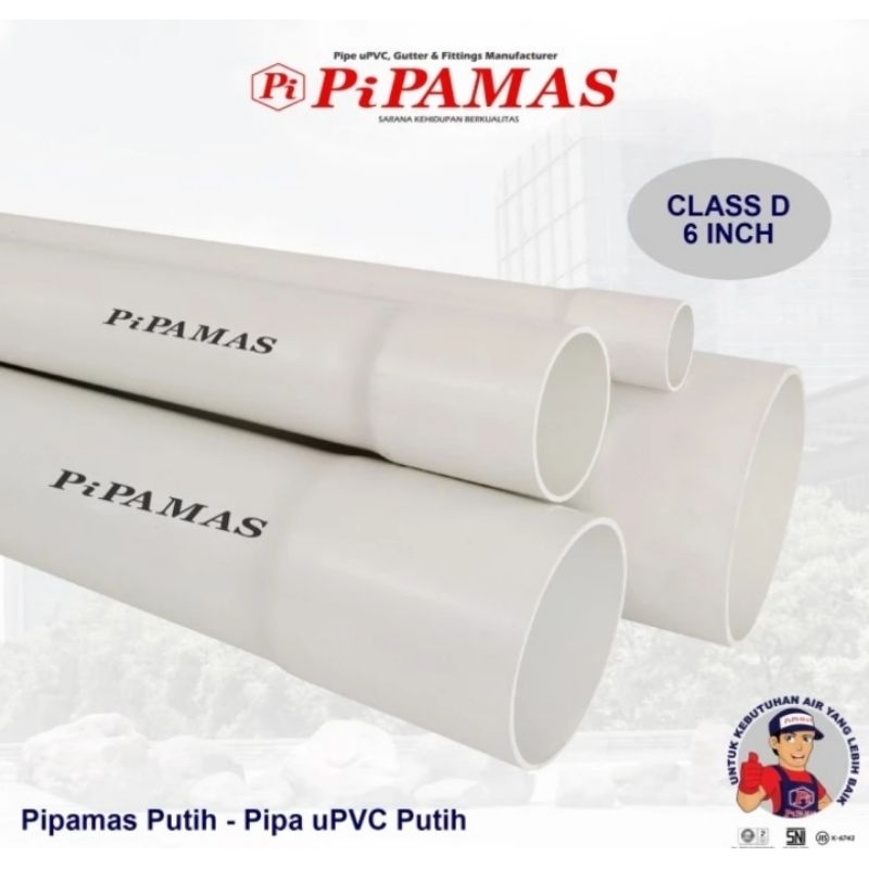 Pipa PVC paralon 6 inch per meter meteran ecer eceran 100 cm