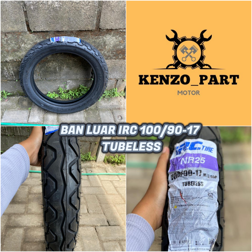 BAN LUAR IRC 100/90-17 TUBLESS || BAN LUAR BELAKANG VERZA /MEGAPRO 100/90-17 IRC TUBELESS