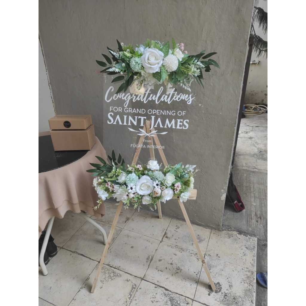Standing Welcome Sign Acrylic Wedding Sign Akrilik Hiasan Bunga (Sewa Depok)