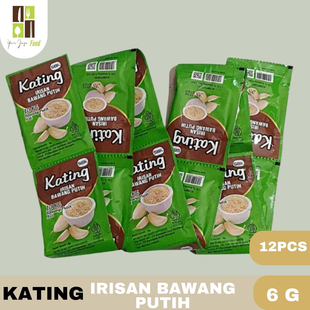 

Kating Irisan Kecil Kasar Bawang Putih / 100 % Bawang Putih Asli / Sachet / 6g / 12PCS