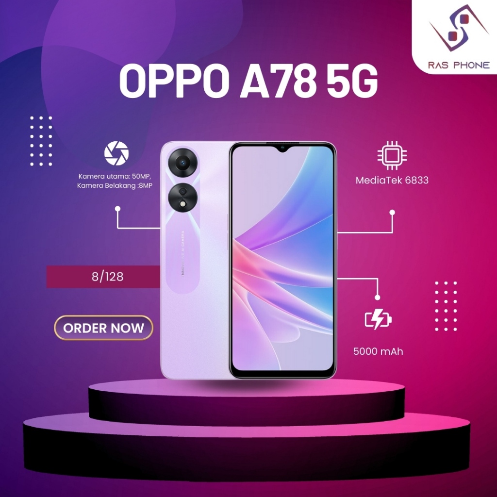 [NEW LAUNCH] OPPO A78 5G 8/128 & A78 4G 8/256 EXTENDED RAM 8GB GARANSI RESMI OPPO 1 TAHUN