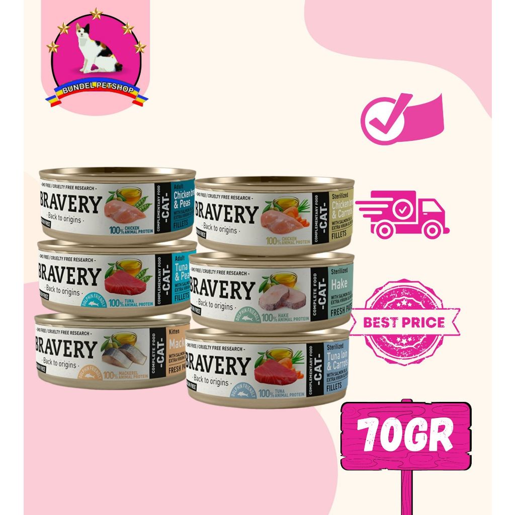 BRAVERY Wet Food for Cats 70gr / Makanan Basah Kucing / Wet Food