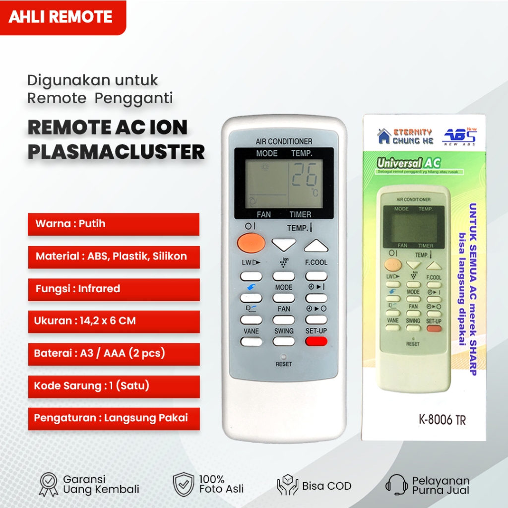 Remot AC Sharp Ion Plasmacluster Multi Universal / Remote AC Sharp