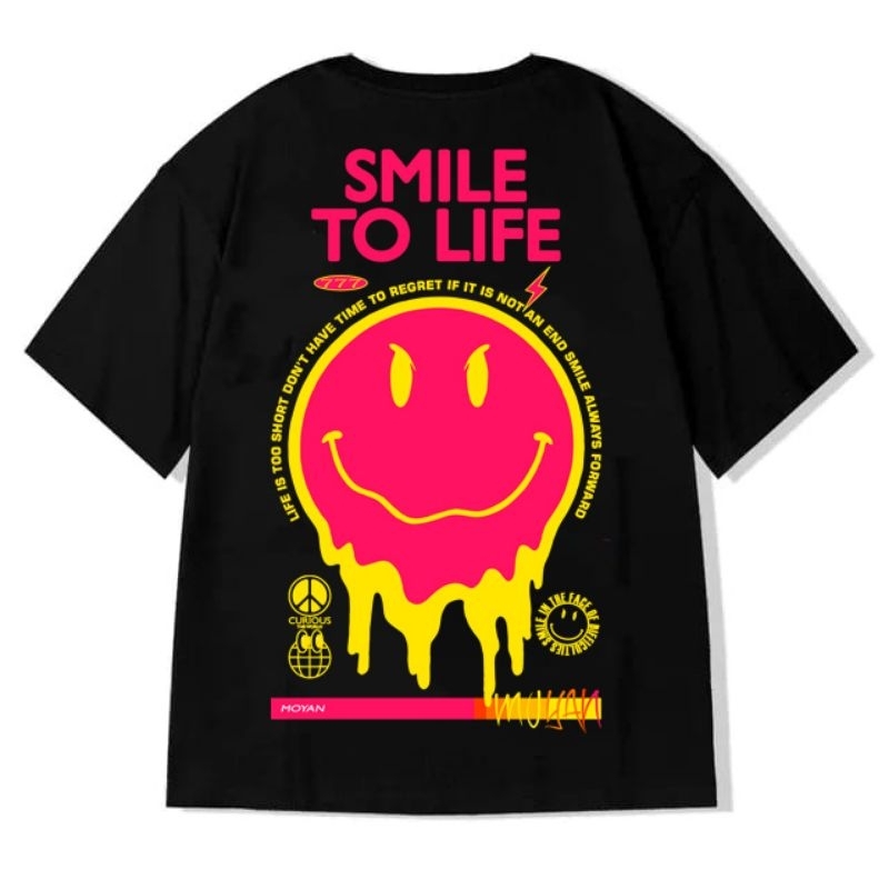 SMILE TO LIFE Kaos Pria streetwear - Tshirt SMILE TO LIFE Unisex Combed24s Baju Pria Dan Wanita S,M,