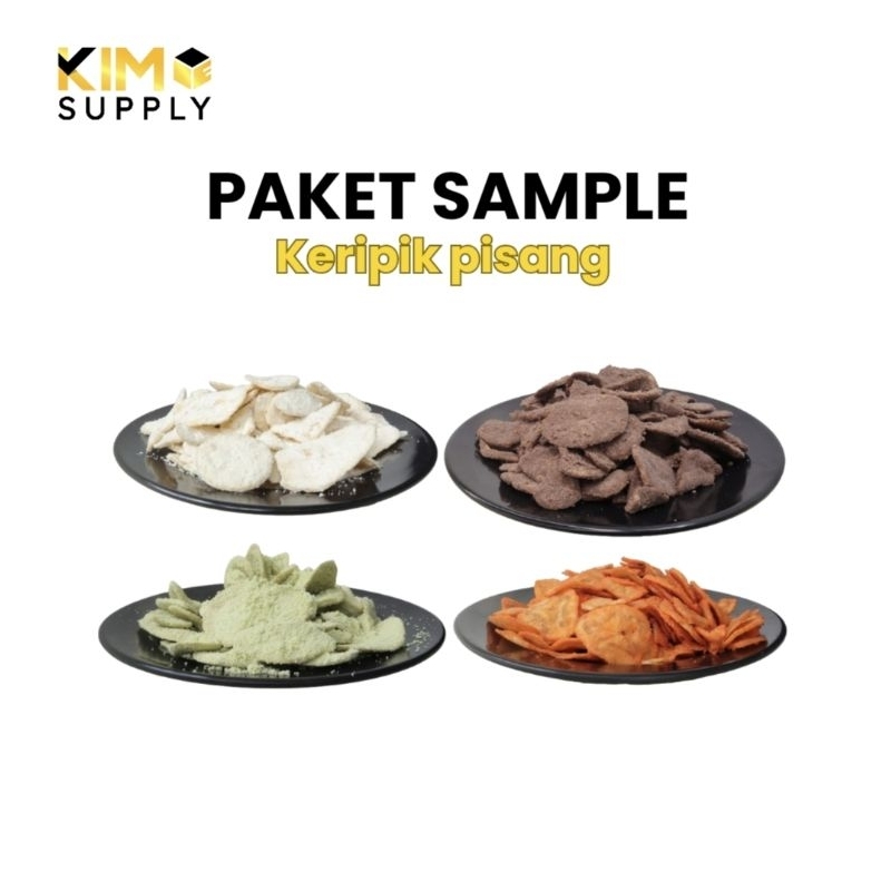 

(ISI 4PCS) PAKET SAMPLE KERIPIK PISANG (varian vanilla - coklat - matcha - balado) snack kekinian keripik