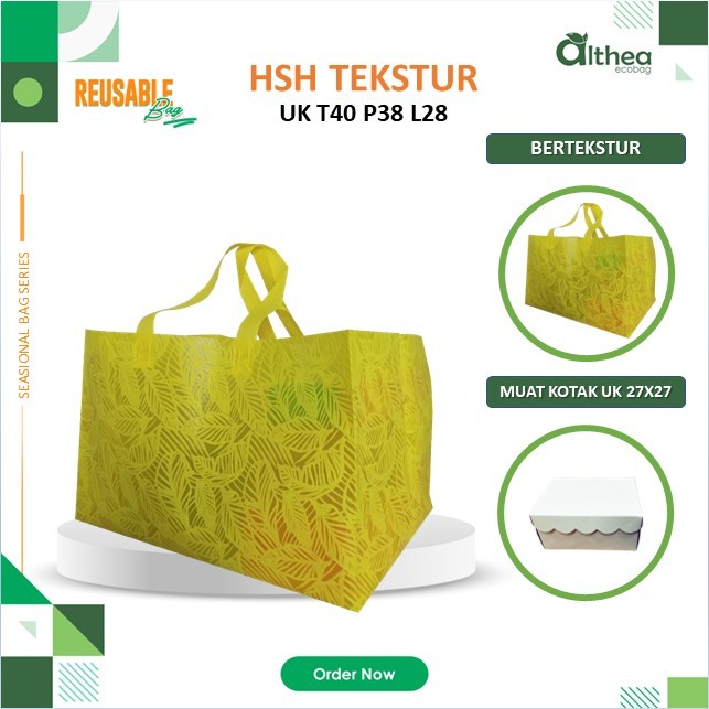 

ALTHEA Tas Hajatan Mewah | Tas Nasi Kotak 28x28 | Tas Kotak Nasi Tas Selamatan Tas Besek Spunbond | Tas Spunbond Texture | Tas Tekstur 40x38x28