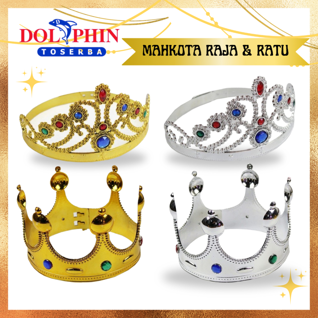 Mahkota Raja/Ratu Putri/Pangeran Crown Princess /Prince / Queen/King Mahkota Plastik Anak-anak Gold 