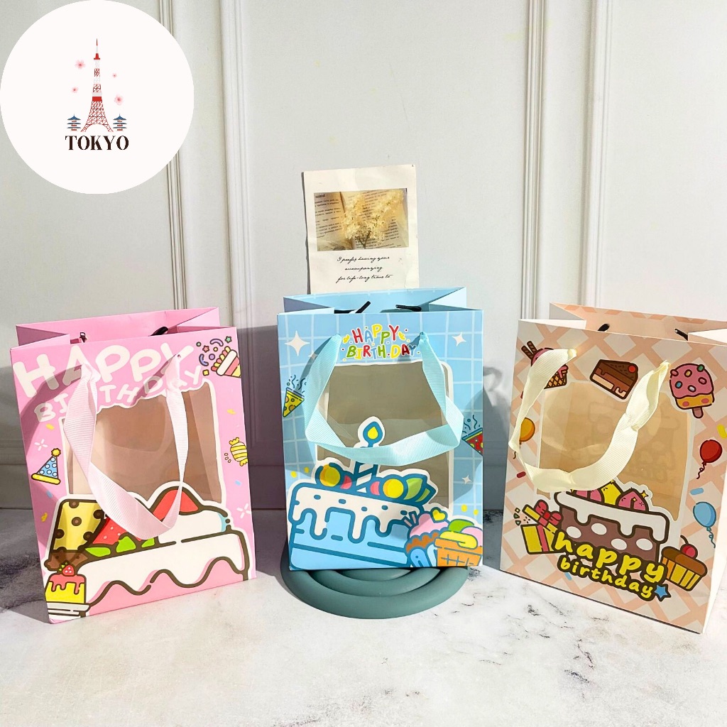 

Paper Bag Tali Edisi Ulang Tahun Happy Birthday Kecil CD-765 Tersedia 3 Warna Tas Kado