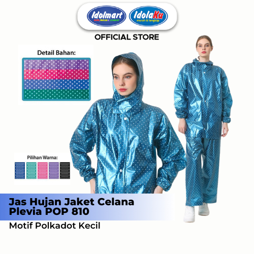 IDOLMART Jas Hujan Dewasa /Jas Hujan 810 Plevia Pria Wanita Dewasa Polkadot - Plevia Bandung