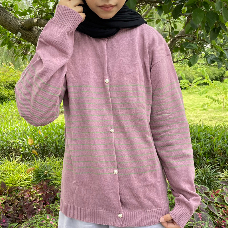 AslahStyle - Rora Dusty Purple / Atasan Wanita / Knitwear Kancing Cantik