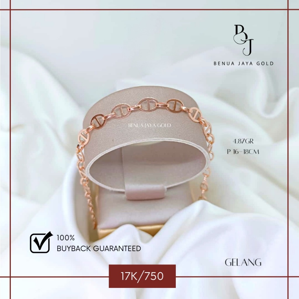 Gelang Rantai Casteli Emas Rose Gold 17K/750