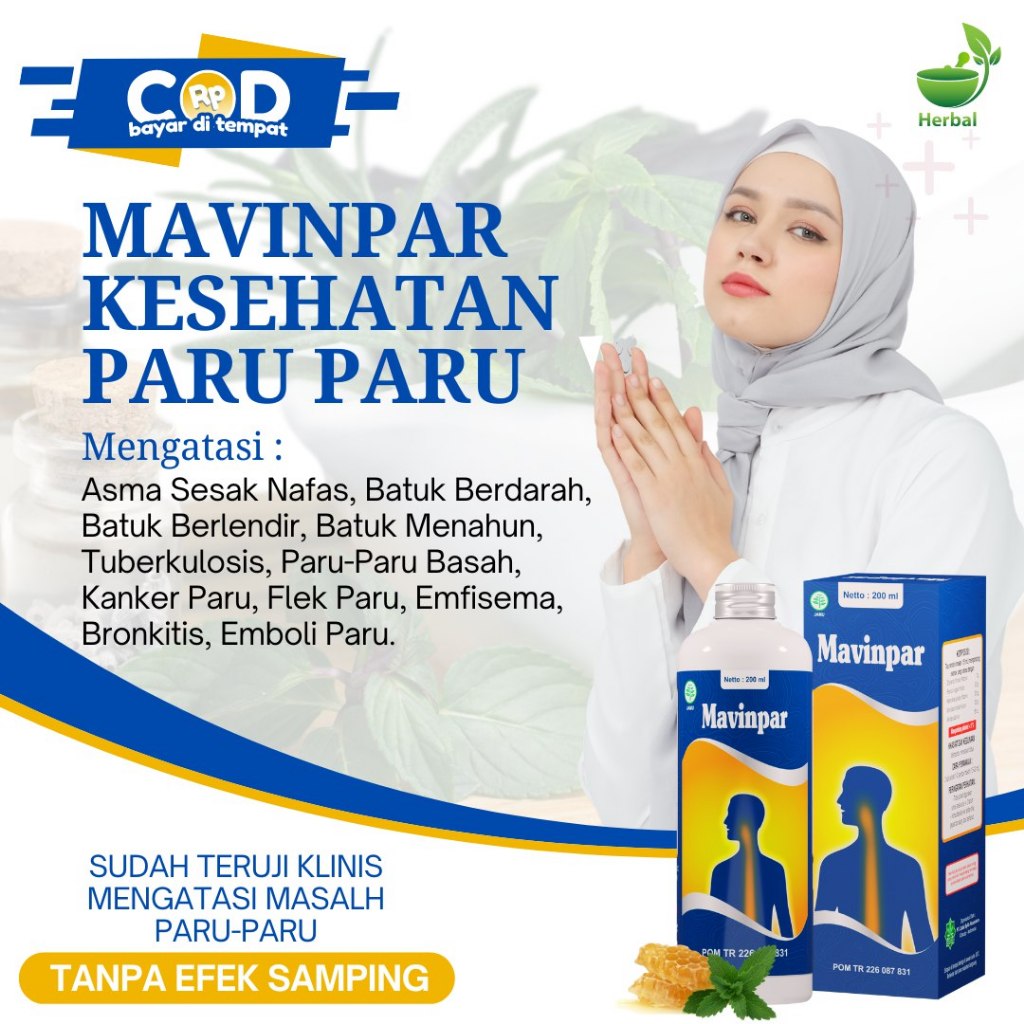 

Mavinpar Madu Kesehatan Paru Asma Sesak Nafas Batuk Berdarah Berlendir Menahun TBC Bronkitis Radang Flek Emboli Kanker Paru Paru Basah